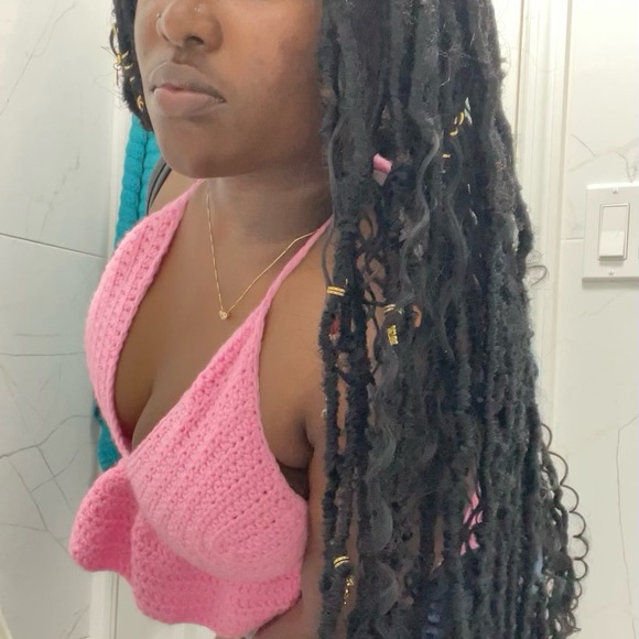 🌸 The TT Top” 🌸 Handmade Crochet Ruffle Bralette Top (Baby Pink) - Picture 3 of 5